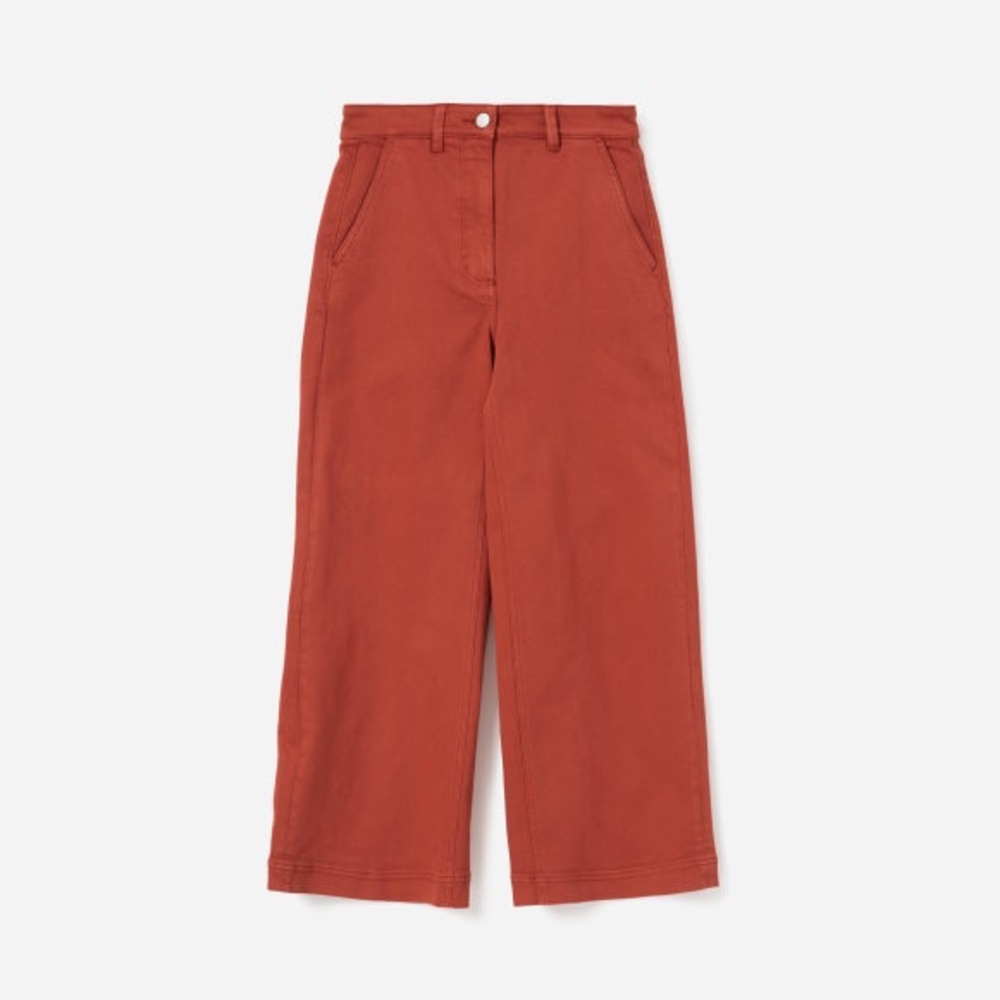 EVERLANE SIZE 0 WIDE LEG CROP PANTS, FADED RED